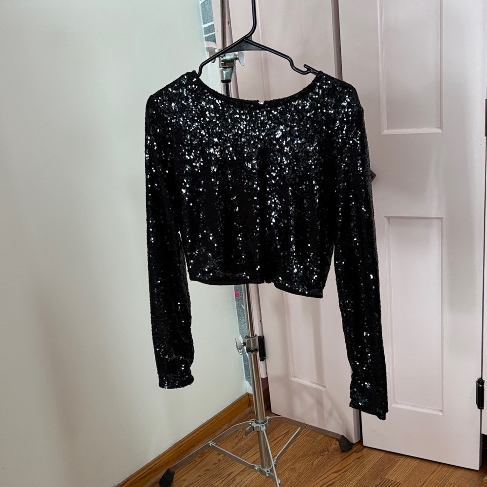 Black Sequin Women's Top